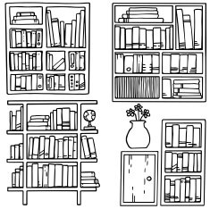 vector set of bookshelf