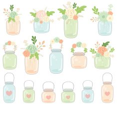 Pastel Flowers in Mason Jars