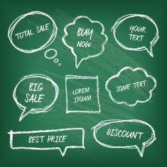 Vector speech bubbles on blackboard