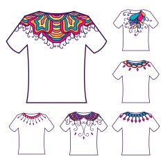 Set of colorful blank with doodle ornament Vector illustration N7