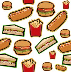 Fastfood pattern on white background