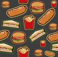 Fastfood pattern on dark background