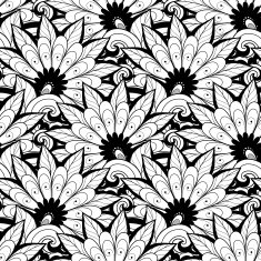 Vector Seamless Monochrome Floral Pattern N90
