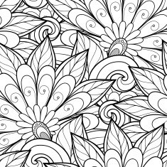 Vector Seamless Monochrome Floral Pattern N91