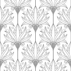 Vector Seamless Monochrome Floral Pattern N92