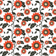 modern red sun flowers seamless background