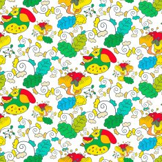 seamless pattern background with flowers and birds