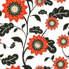 modern red sun flowers seamless background N2