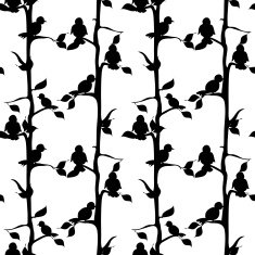 Birds black and white seamless pattern N2