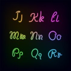 Neon rainbow color glow alphabet N2