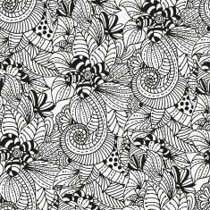 Seamless floral doodle background pattern in vector