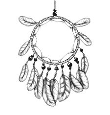 Ethnic tribal dream catcher with feathers