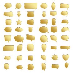 vector set of Speech Bubbles talk with gold color