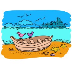 Sailing boat hand drawn