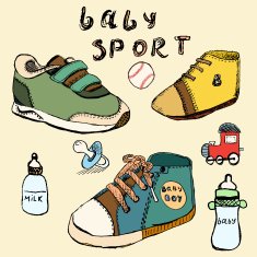 Baby shoes set sketch handdrawn in color