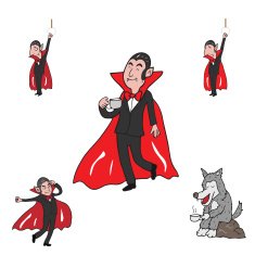 Halloween vampire and wolf