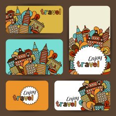 Town business cards with hand drawn houses
