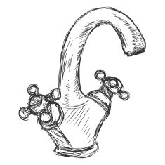 Vector Single Sketch Retro Faucet