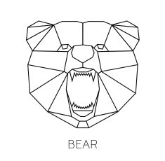 Vector color illustration with geometric bear of triangles Origami style