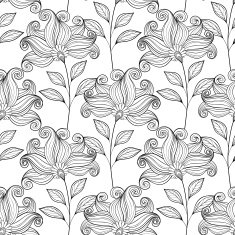 Vector Seamless Monochrome Floral Pattern N98