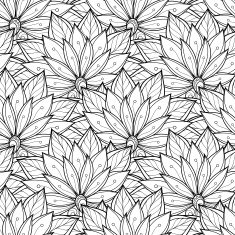 Vector Seamless Monochrome Floral Pattern N102