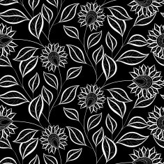 Vector Seamless Monochrome Floral Pattern N104