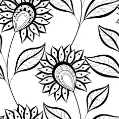 Vector Seamless Monochrome Floral Pattern N106