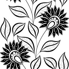 Vector Seamless Monochrome Floral Pattern N107