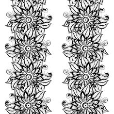Vector Seamless Monochrome Floral Pattern N108