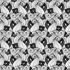 Vector Seamless Contour Floral Pattern N14