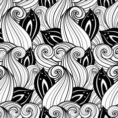 Vector Seamless Contour Floral Pattern N18