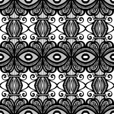 Vector Seamless Vintage Black and White Lace Pattern N40