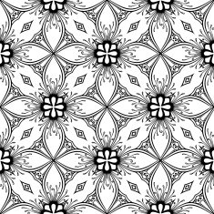 Vector Seamless Vintage Black and White Lace Pattern N46