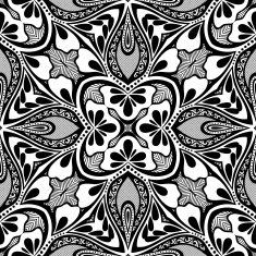 Vector Seamless Vintage Black and White Lace Pattern N49