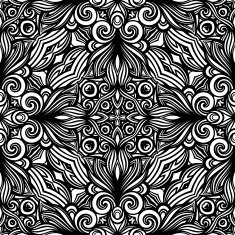 Vector Seamless Vintage Black and White Lace Pattern N56