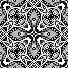 Vector Seamless Vintage Black and White Lace Pattern N61