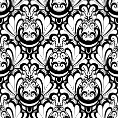 Vector Seamless Monochrome Ornate Pattern N34