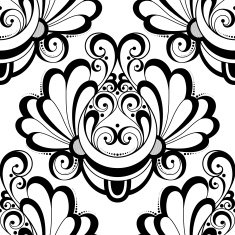 Vector Seamless Monochrome Ornate Pattern N35