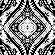 Vector Seamless Abstract Black and White Tribal Pattern N26