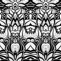 Vector Seamless Abstract Black and White Tribal Pattern N50