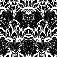 Vector Seamless Abstract Black and White Tribal Pattern N51