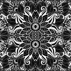 Vector Seamless Abstract Black and White Tribal Pattern N55