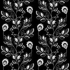 Vector Seamless Monochrome Floral Pattern N110