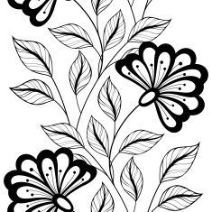 Vector Seamless Monochrome Floral Pattern N113