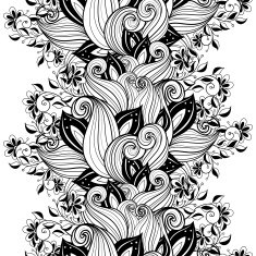 Vector Seamless Monochrome Floral Pattern N115