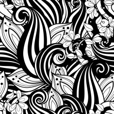 Vector Seamless Monochrome Floral Pattern N117