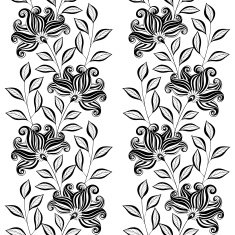 Vector Seamless Monochrome Floral Pattern N118