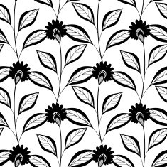 Vector Seamless Monochrome Floral Pattern N120