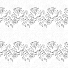 Vector Seamless Monochrome Floral Pattern N125