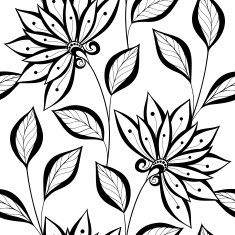Vector Seamless Monochrome Floral Pattern N131